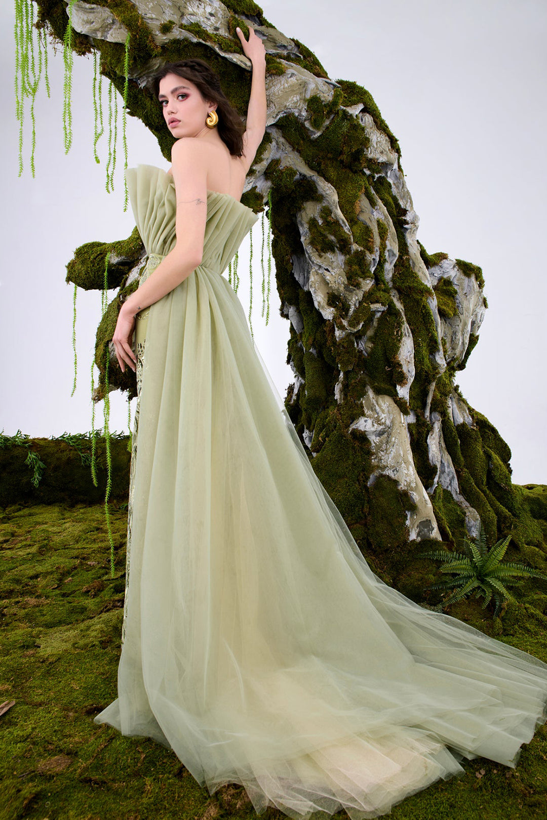 Off-The-Shoulder Pleated Dress