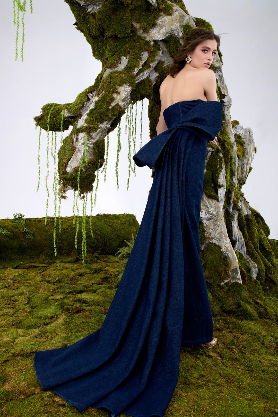 Strapless Column Dress with Belt