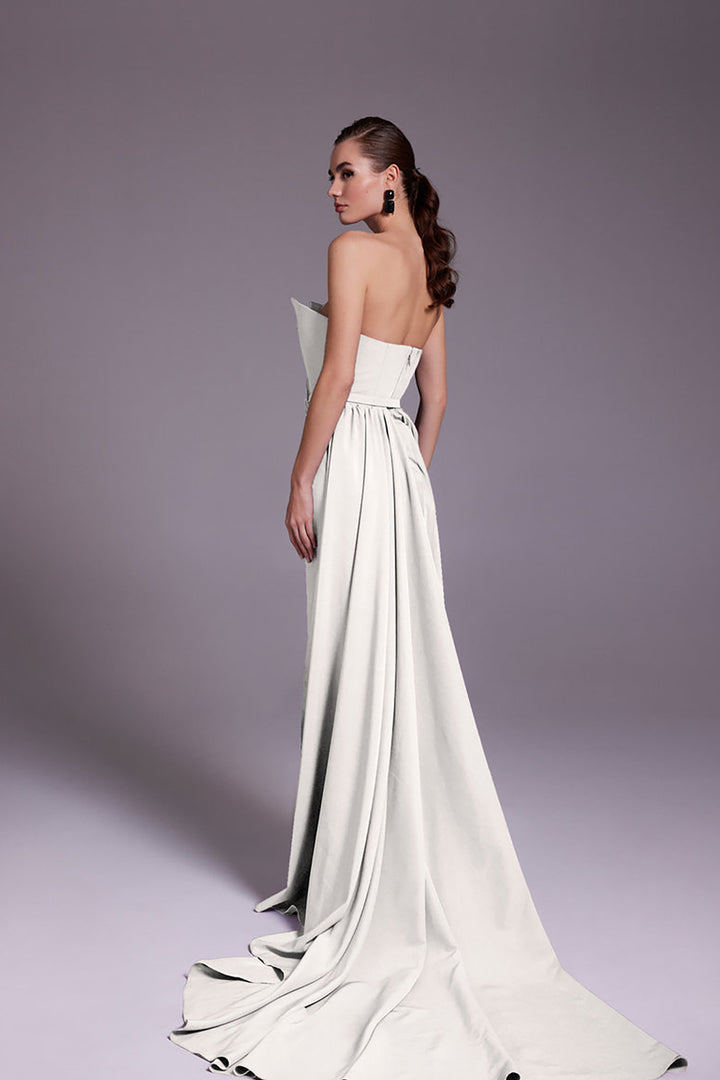 Crepe Long Dress with Sarong Skirt