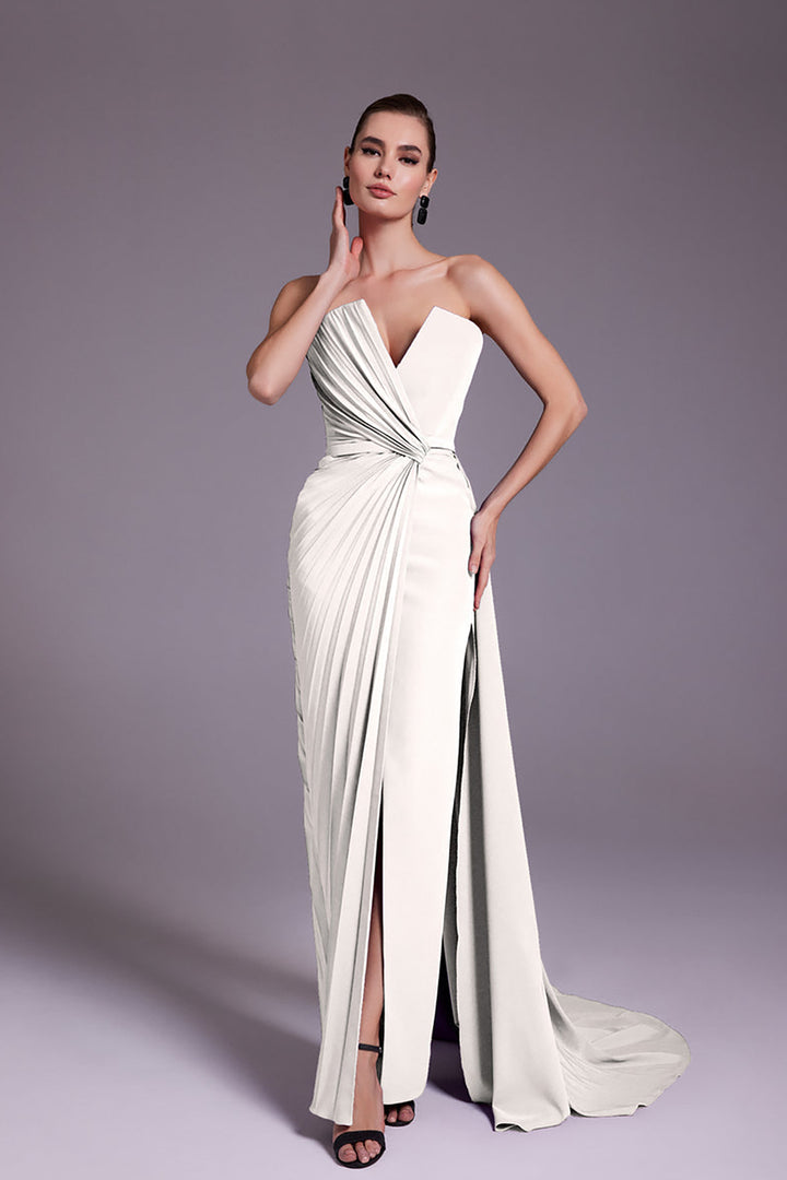 Crepe Long Dress with Sarong Skirt