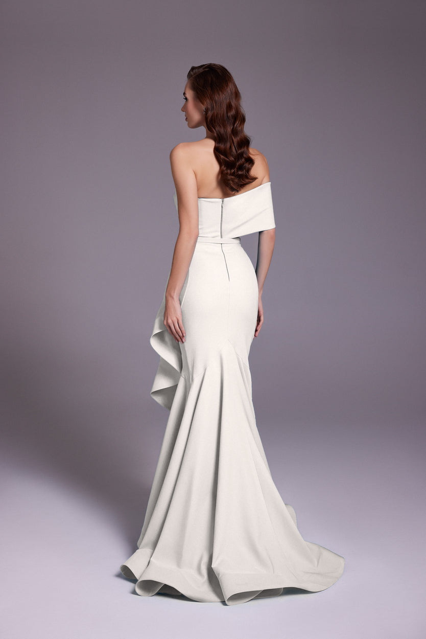 Mermaid Crepe Dress with Draped Bust