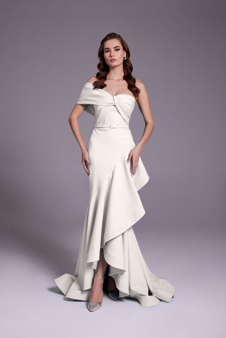 Mermaid Crepe Dress with Draped Bust