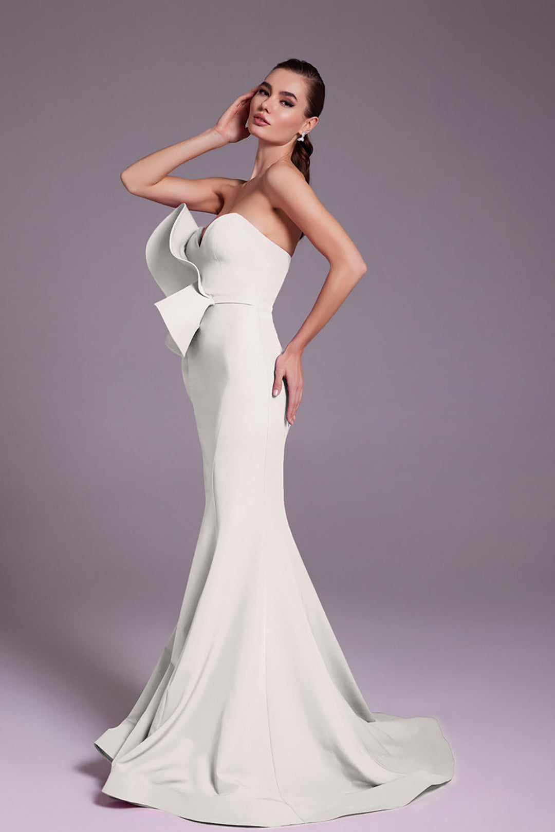 Crepe Mermaid Dress with Embroidered Bust