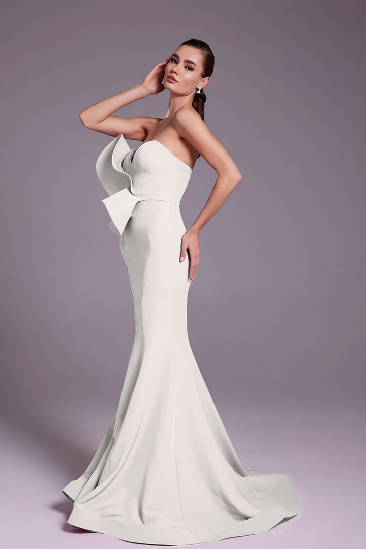 Crepe Mermaid Dress with Embroidered Bust