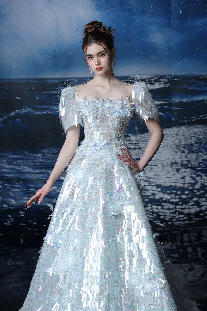A-Line Corseted Bodice with Irregular Sequins Dress