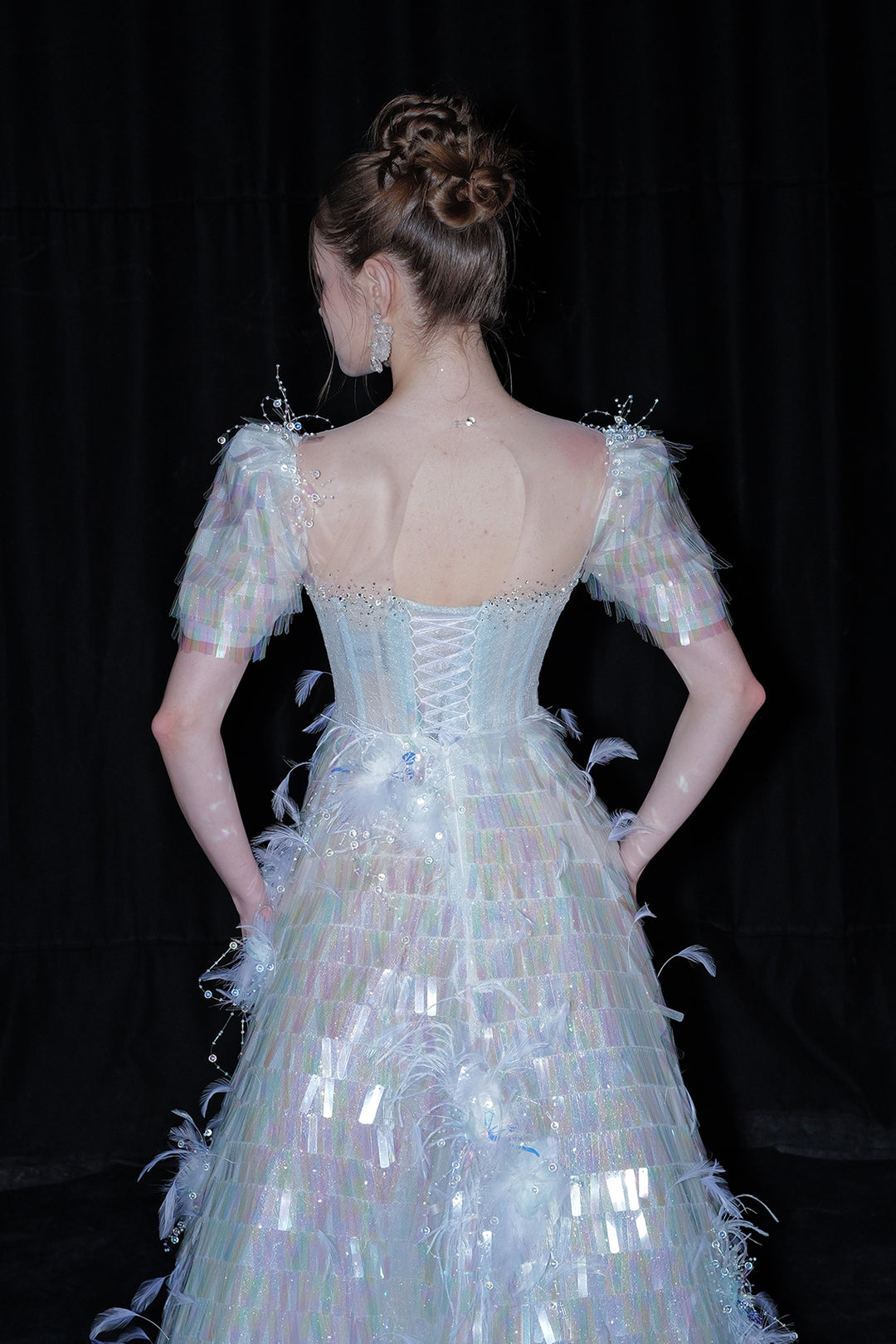 A-Line Corseted Bodice with Irregular Sequins Dress