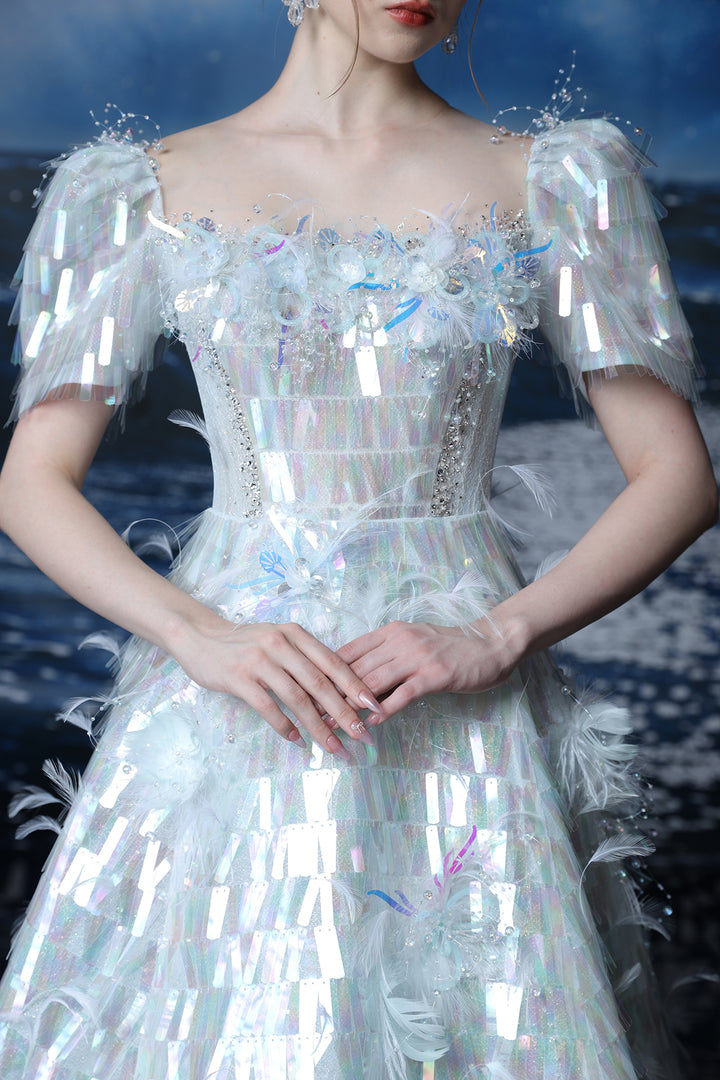 A-Line Corseted Bodice with Irregular Sequins Dress