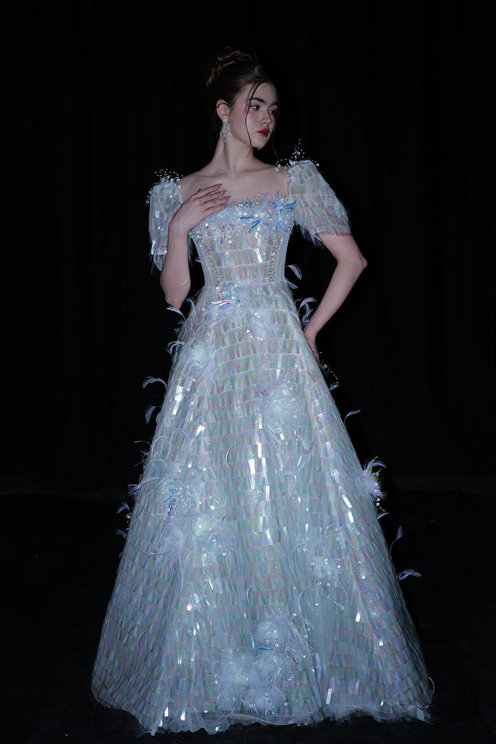 A-Line Corseted Bodice with Irregular Sequins Dress