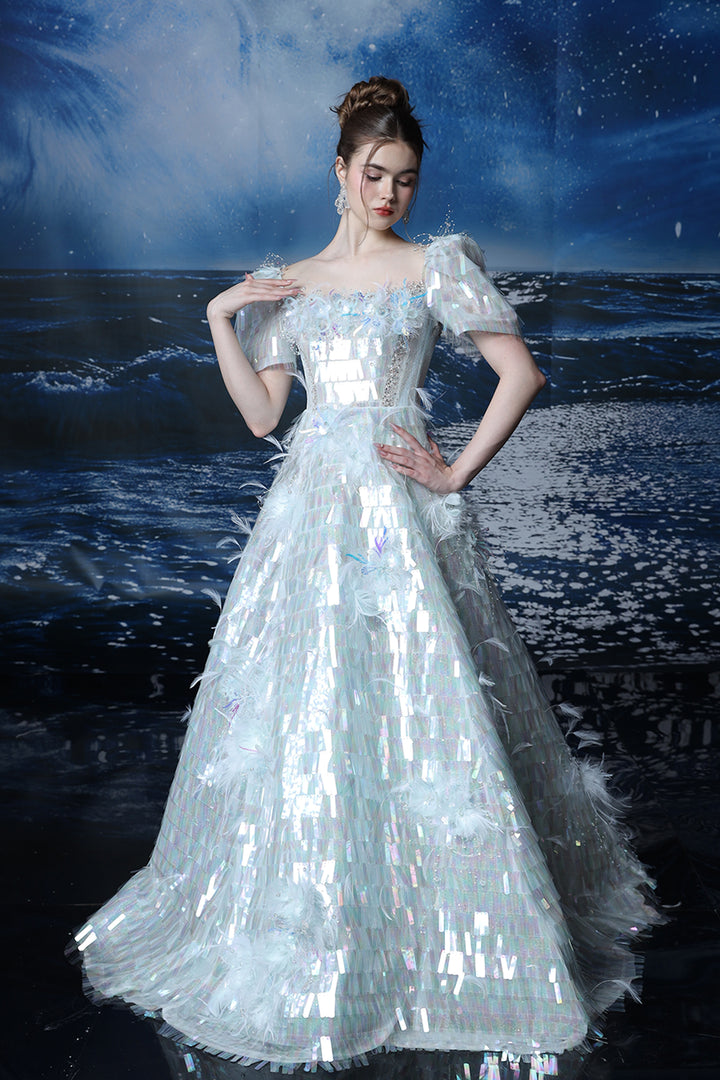 A-Line Corseted Bodice with Irregular Sequins Dress