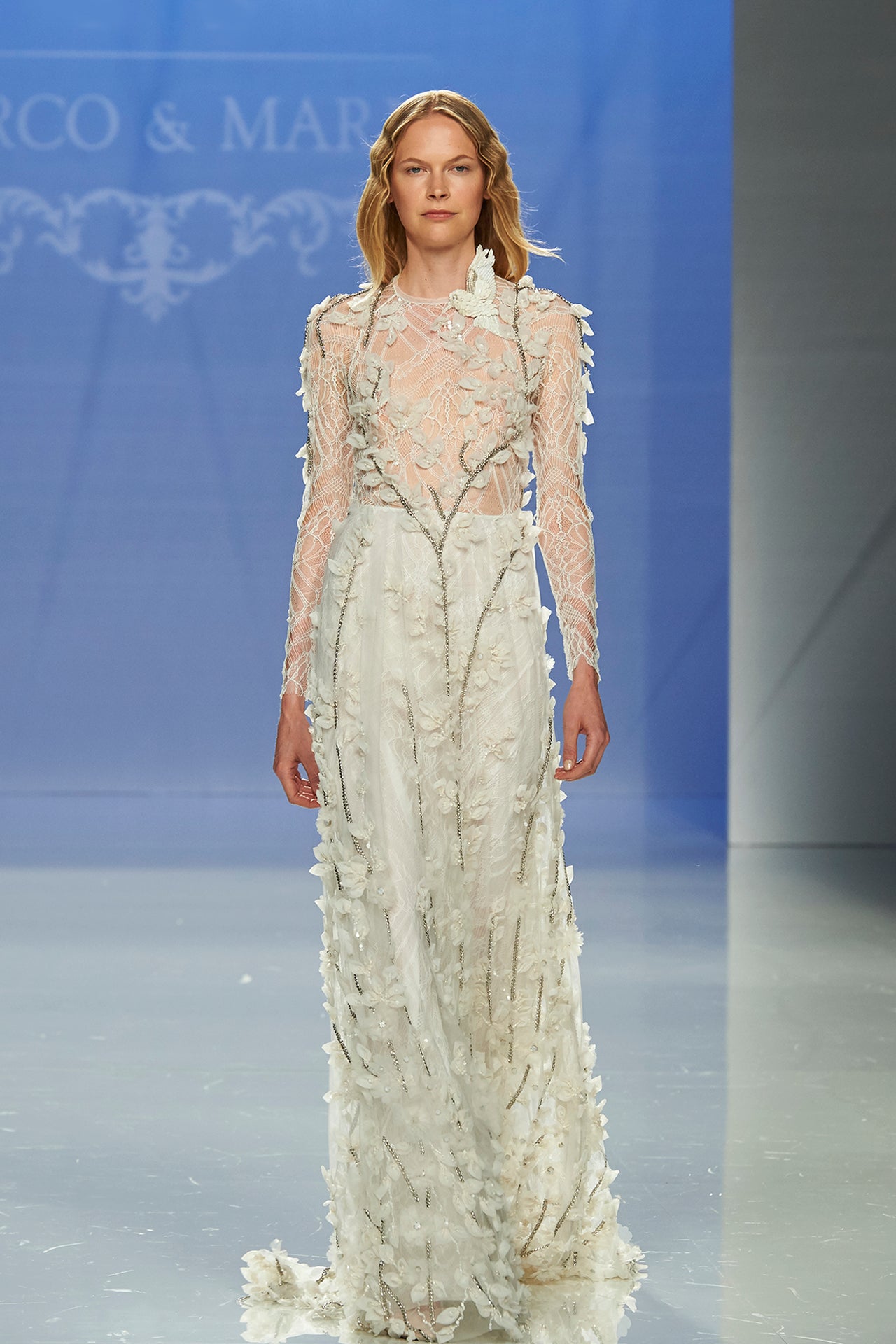 M R Design Long-Sleeved Dress with Floral Embroidery – M.R DESIGN