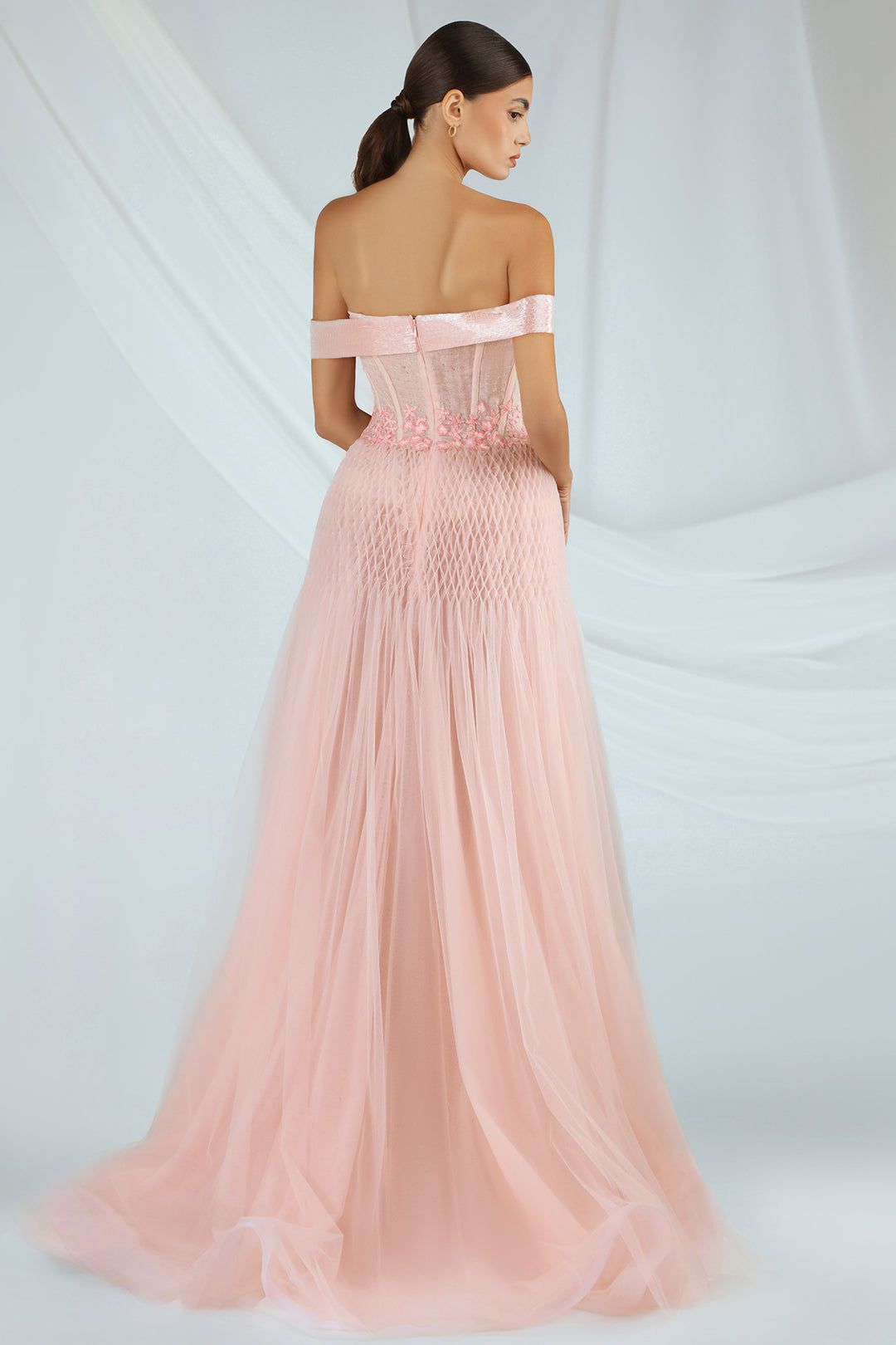 Tulle Dress with Off-The-Shoulder Neckline