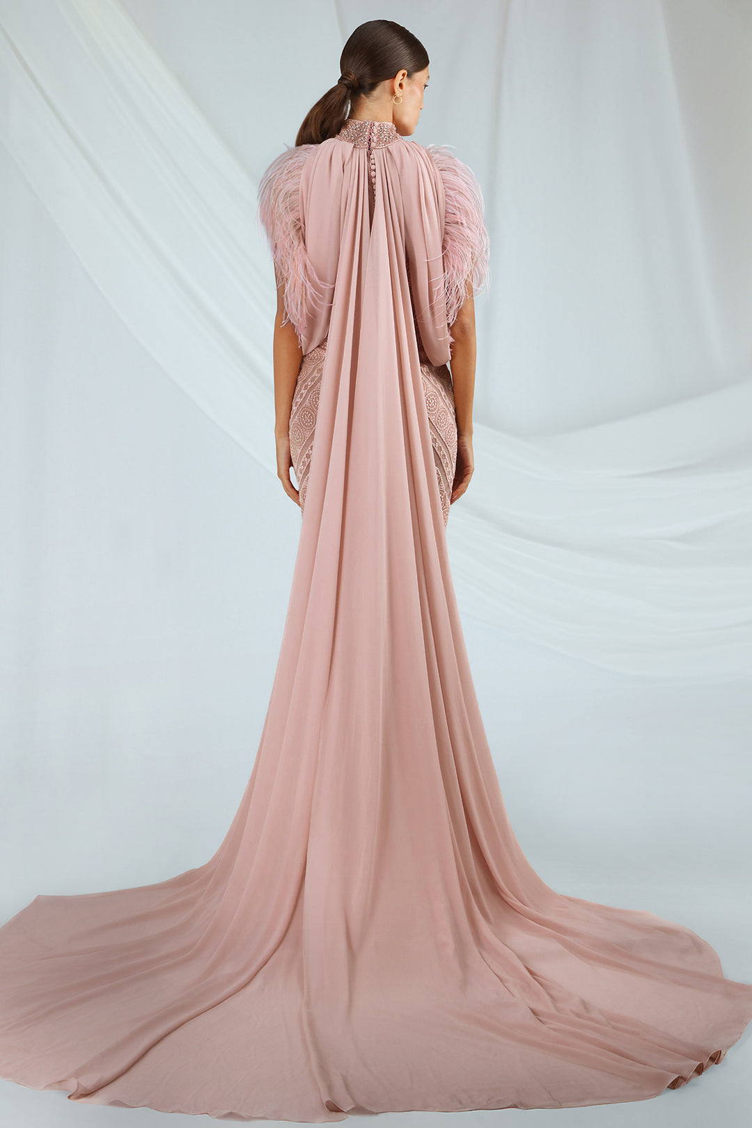 Powder Pink Elegance Embroidered Tulle dress