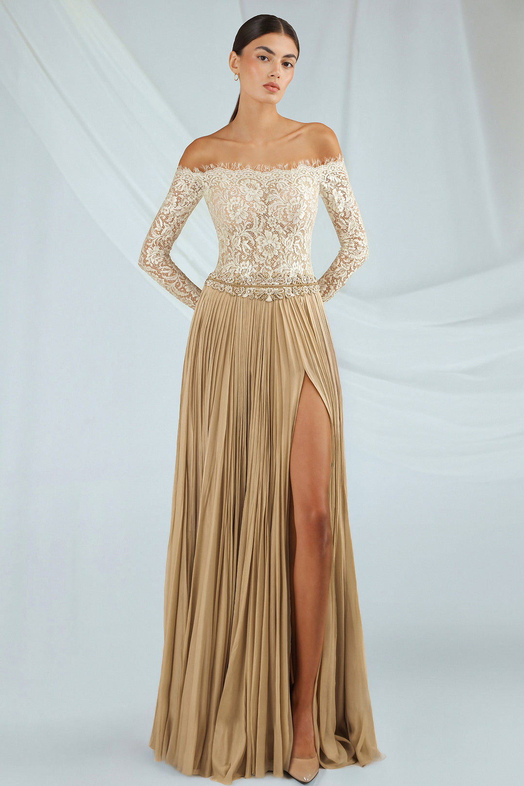op shop formal dresses Crepe Dress with Embroidered Sleeves M.R DESIGN