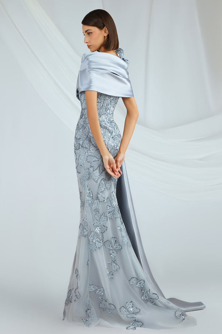 Strapless Embroidered Tulle Dress