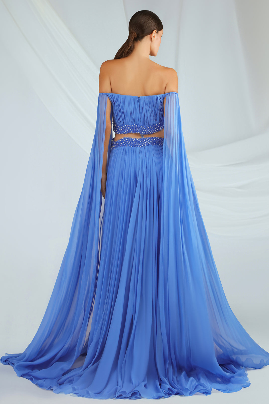 Chiffon Dress with Cape Sleeves