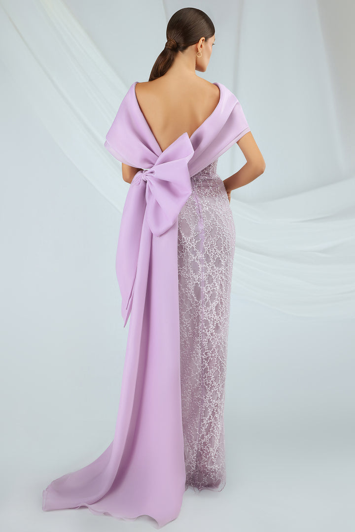 Tulle Dress with Cape and Bow