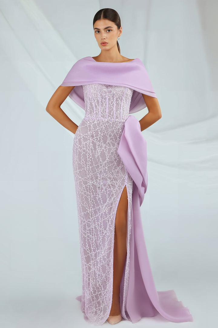 Tulle Dress with Cape and Bow