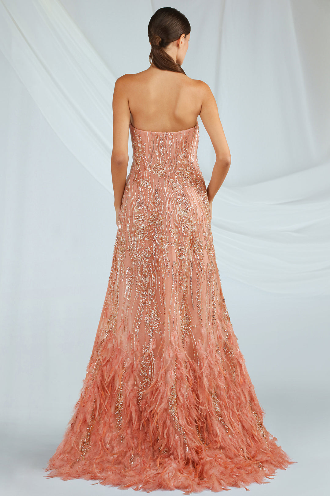 Crepe Dress with Tulle Cape