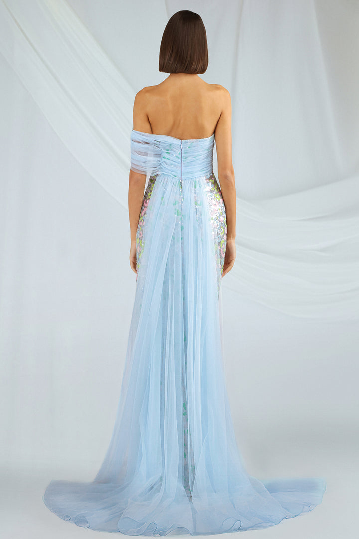 Strapless Dress with Sequin Bodice and Tulle Bust