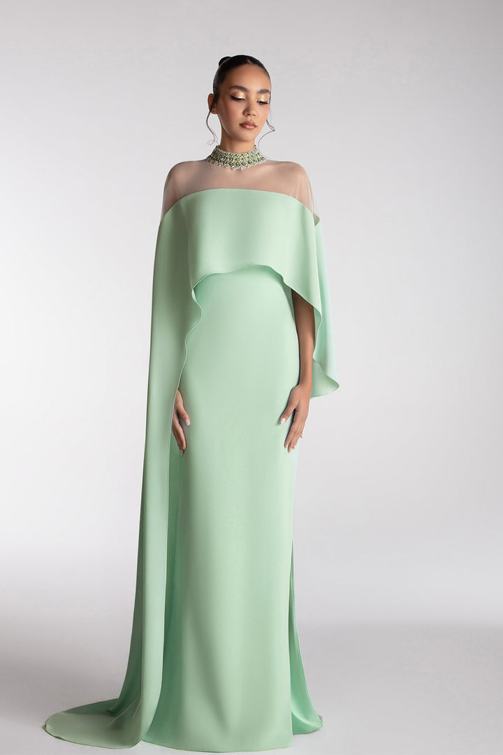 Cape Illusion Gown