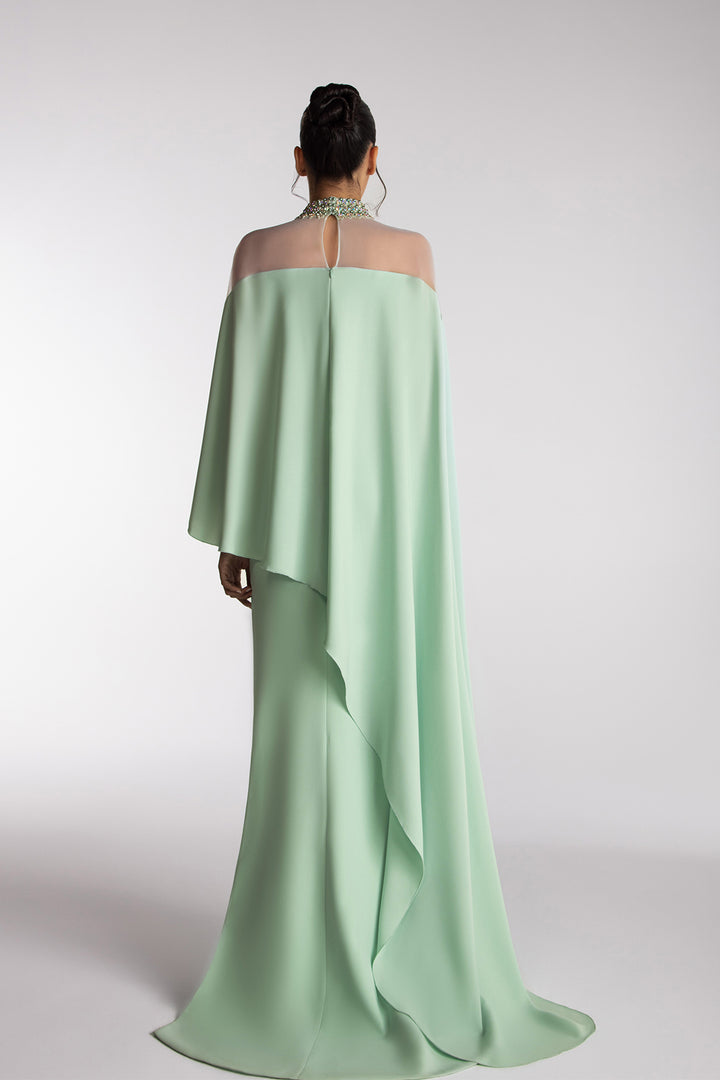 Cape Illusion Gown