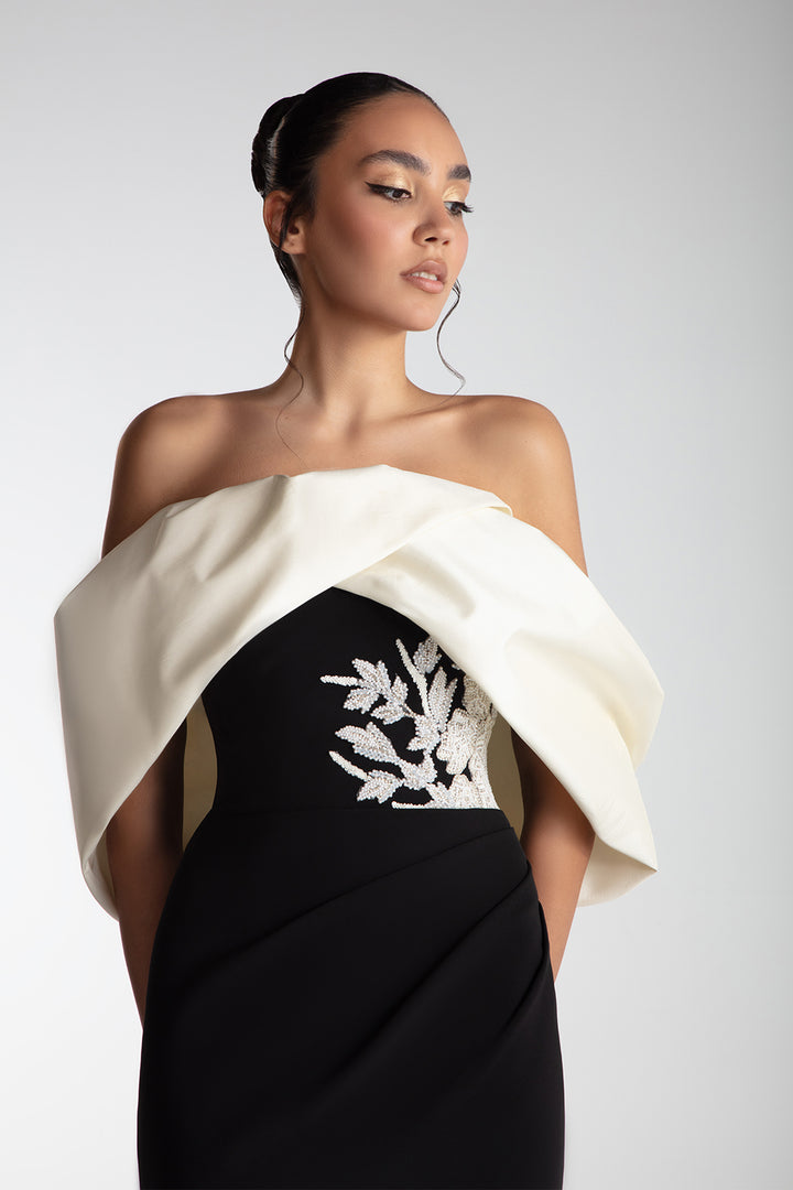 Taffeta Draped Neckline