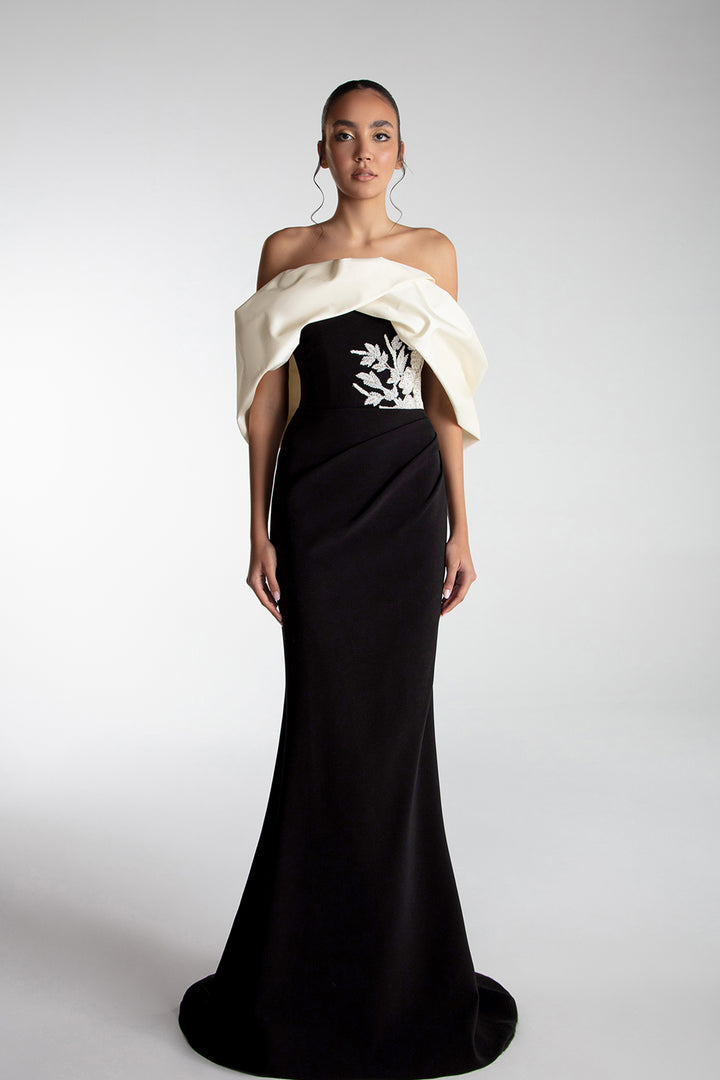 Taffeta Draped Neckline