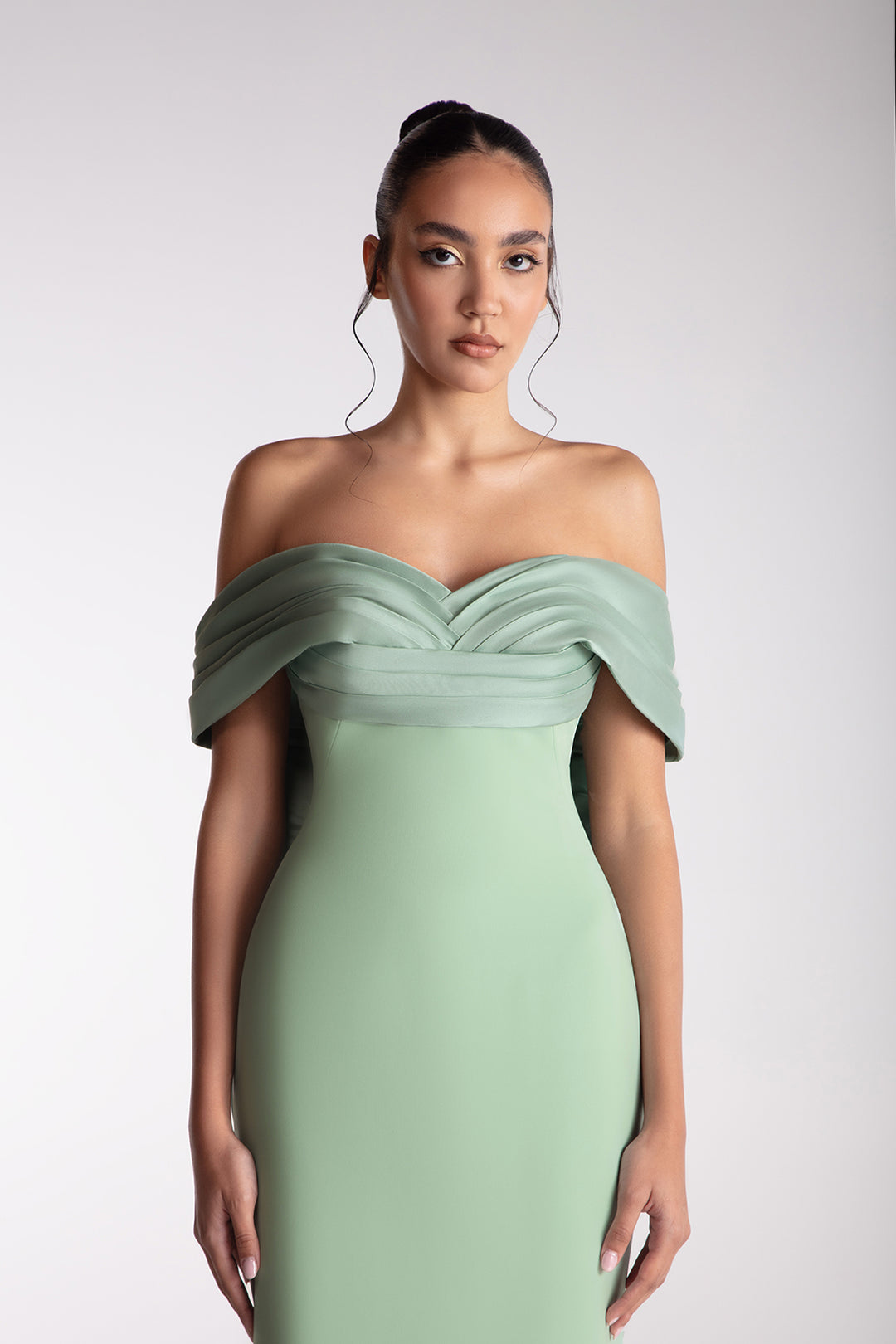 Off-Shoulder Draped Bow Dress