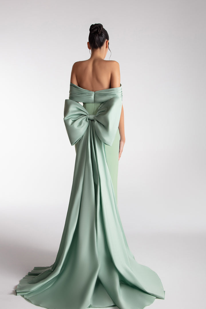 Off-Shoulder Draped Bow Dress