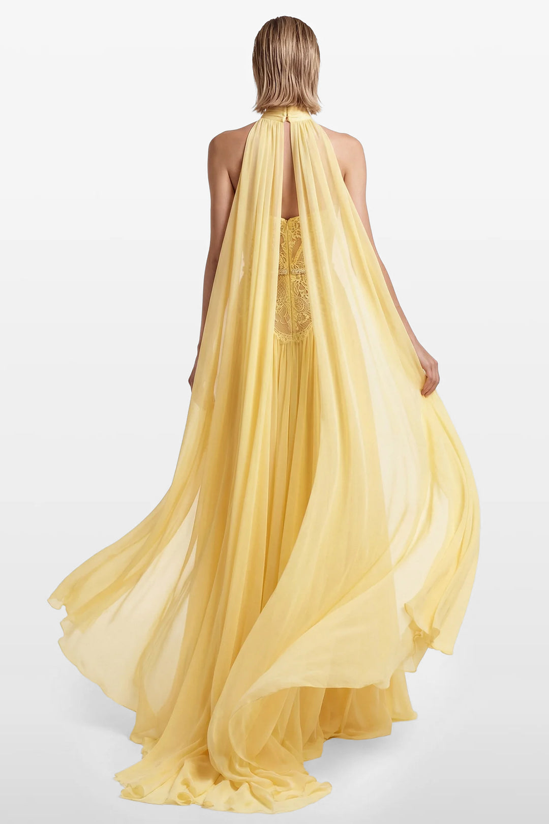 Lace Corset Gown with Chiffon Skirt