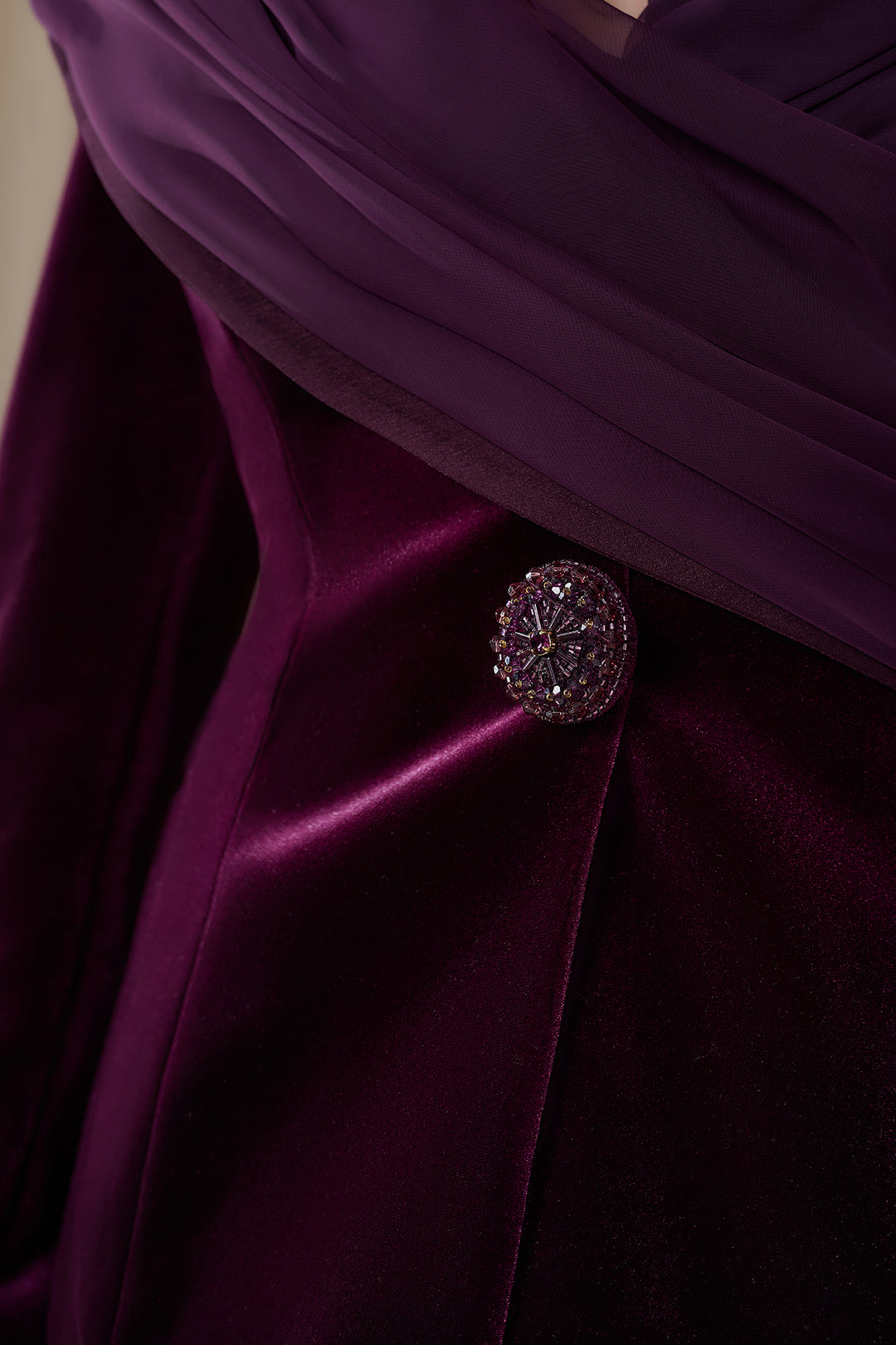 Velvet Jacket with Pleated Chiffon Skirt