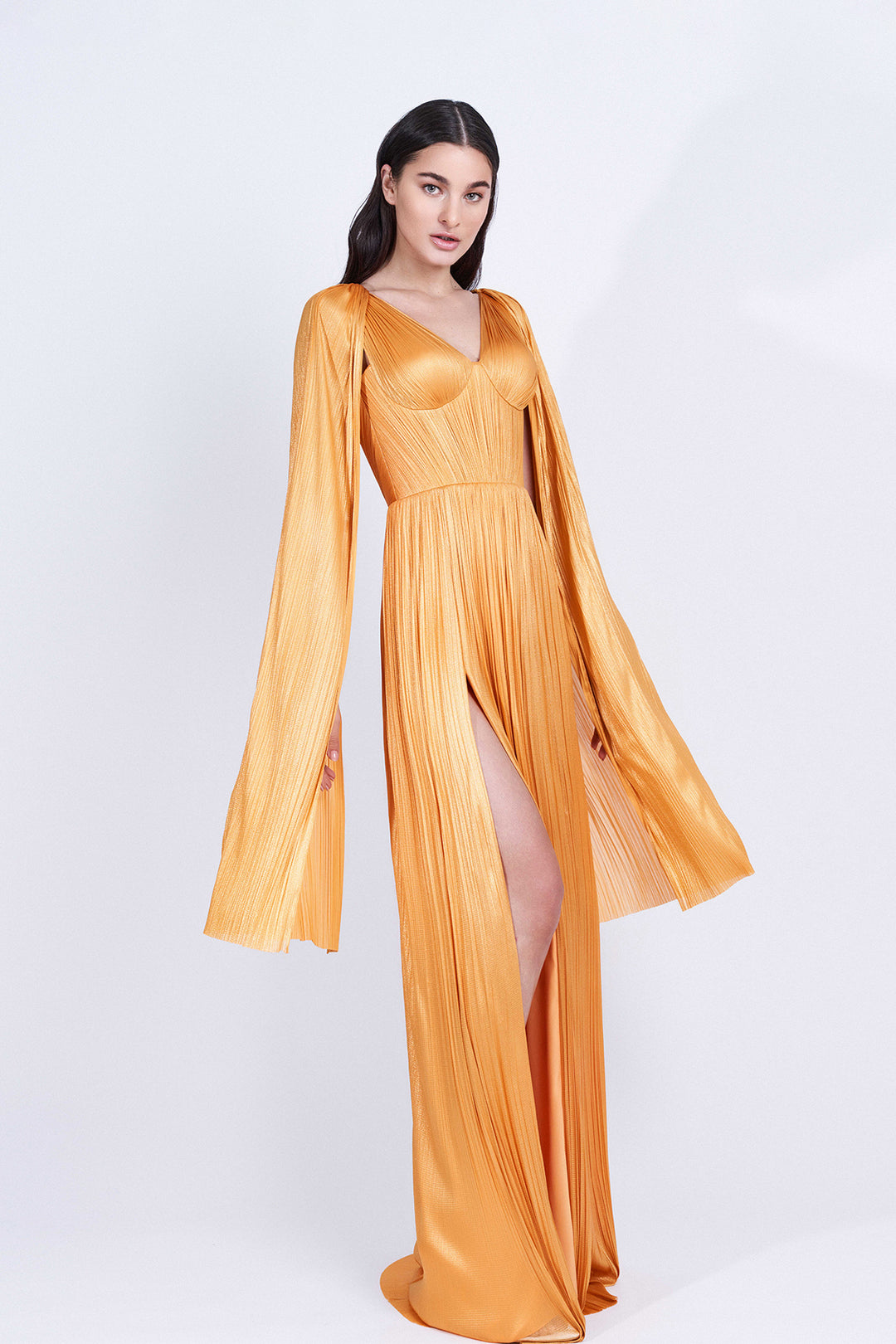 Fitted Dress with Cape Sleeves