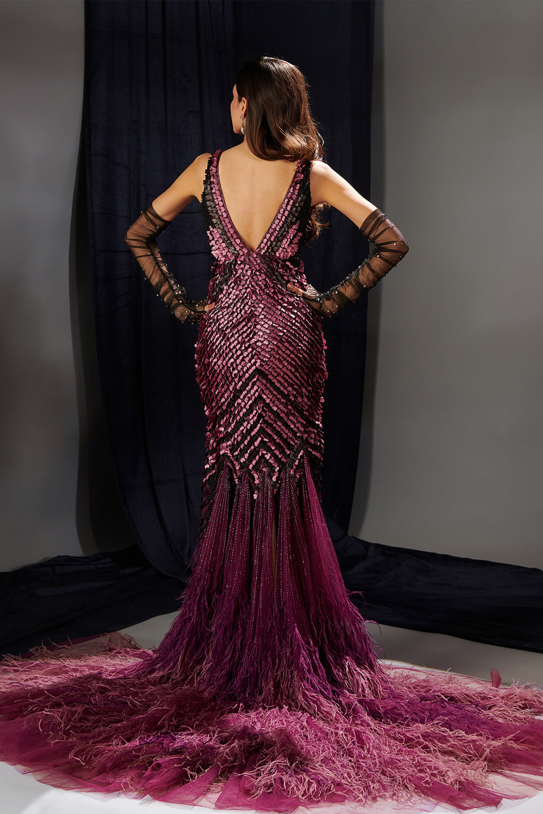feather mesh dress Rhinestone Mesh Feather Mini Dress Black / Small (0/2)