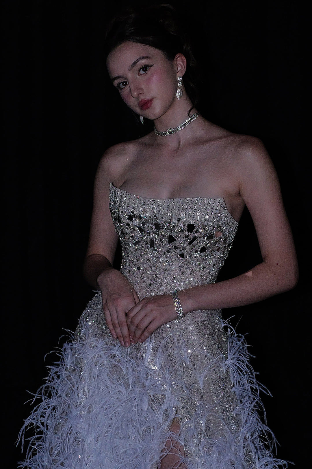 A-Line Dress with Crystal Embellishments