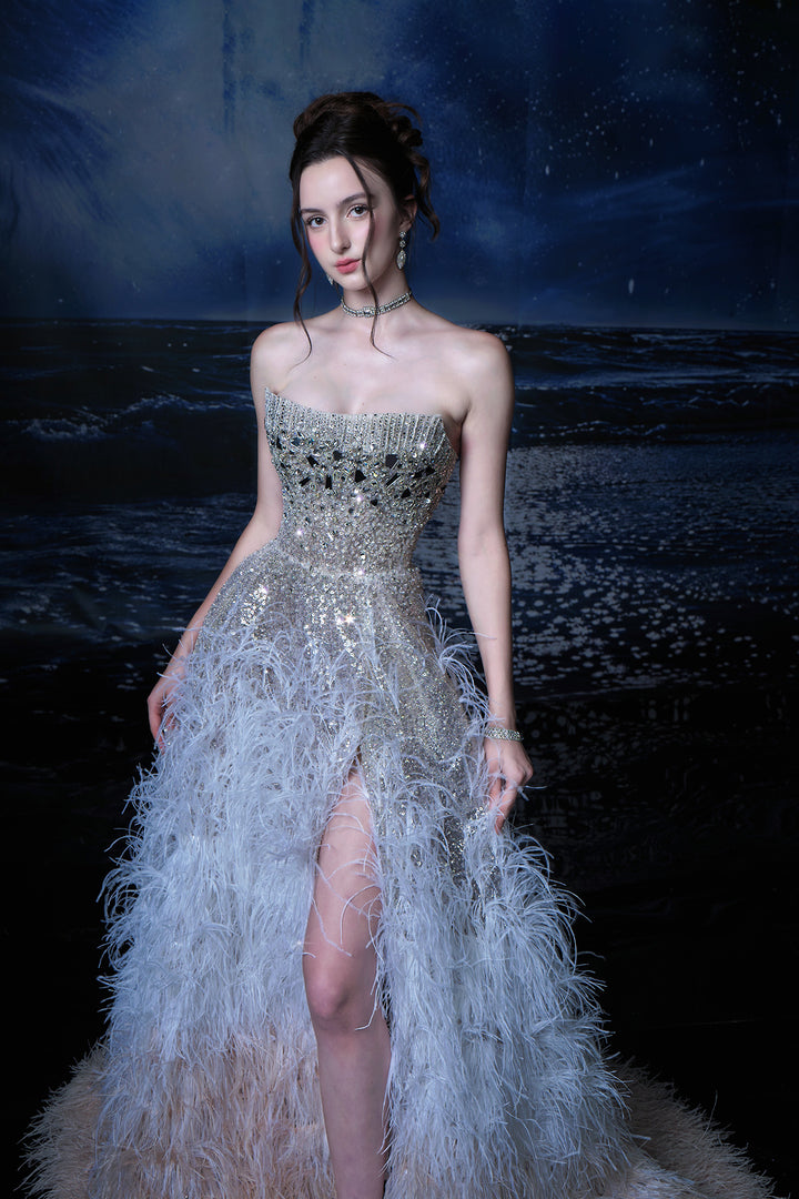 A-Line Dress with Crystal Embellishments