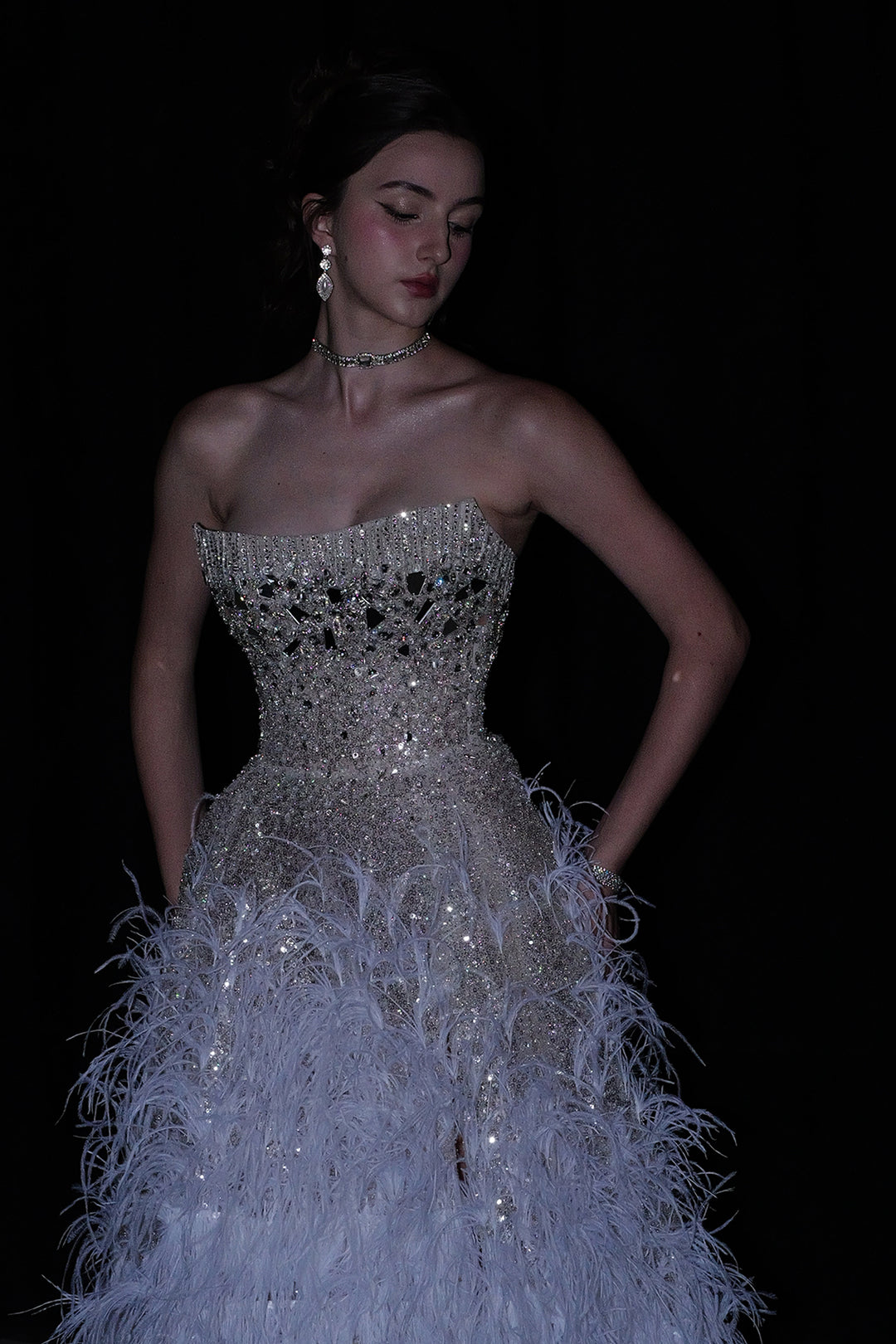 A-Line Dress with Crystal Embellishments