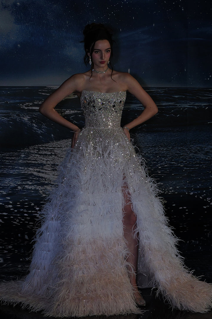 A-Line Dress with Crystal Embellishments