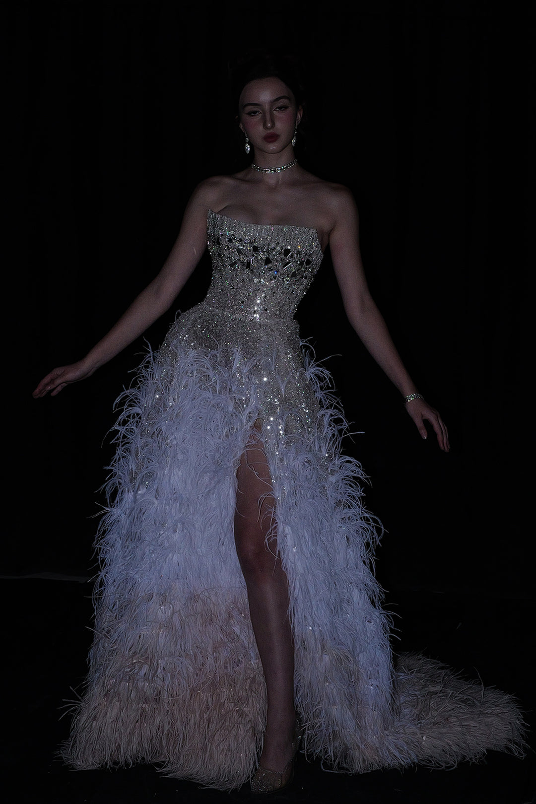 A-Line Dress with Crystal Embellishments