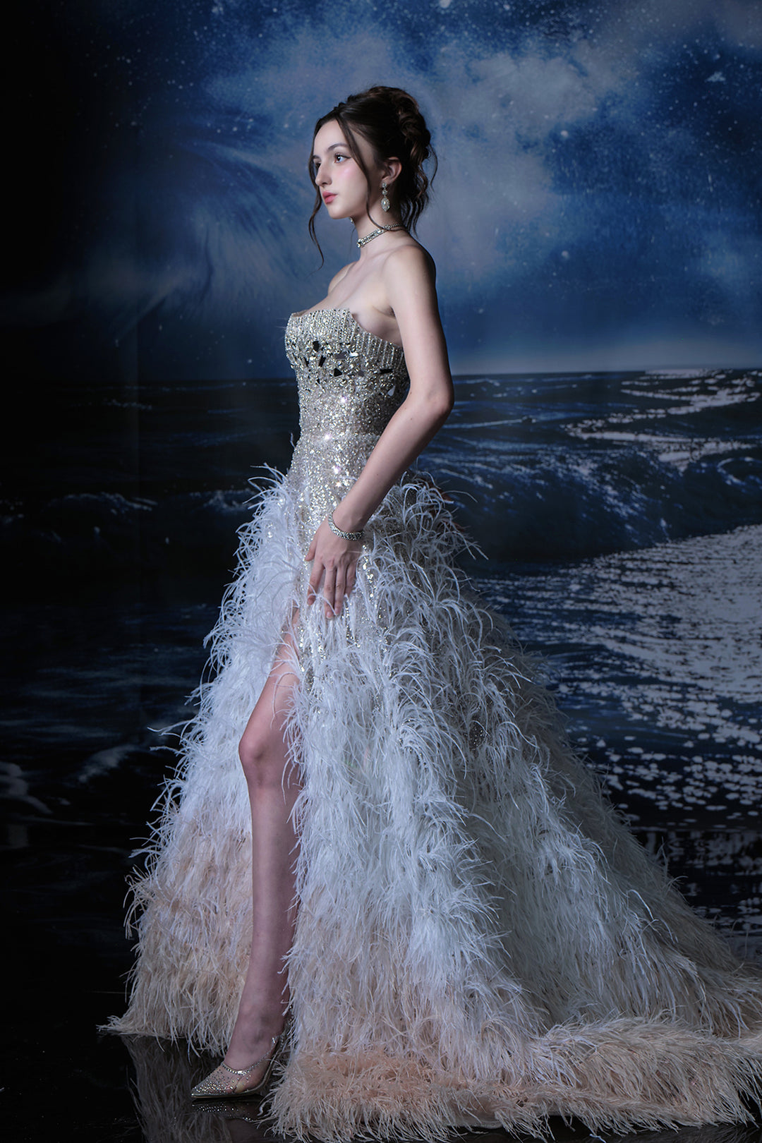 A-Line Dress with Crystal Embellishments