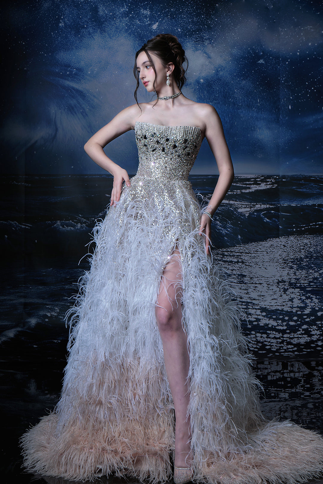 A-Line Dress with Crystal Embellishments