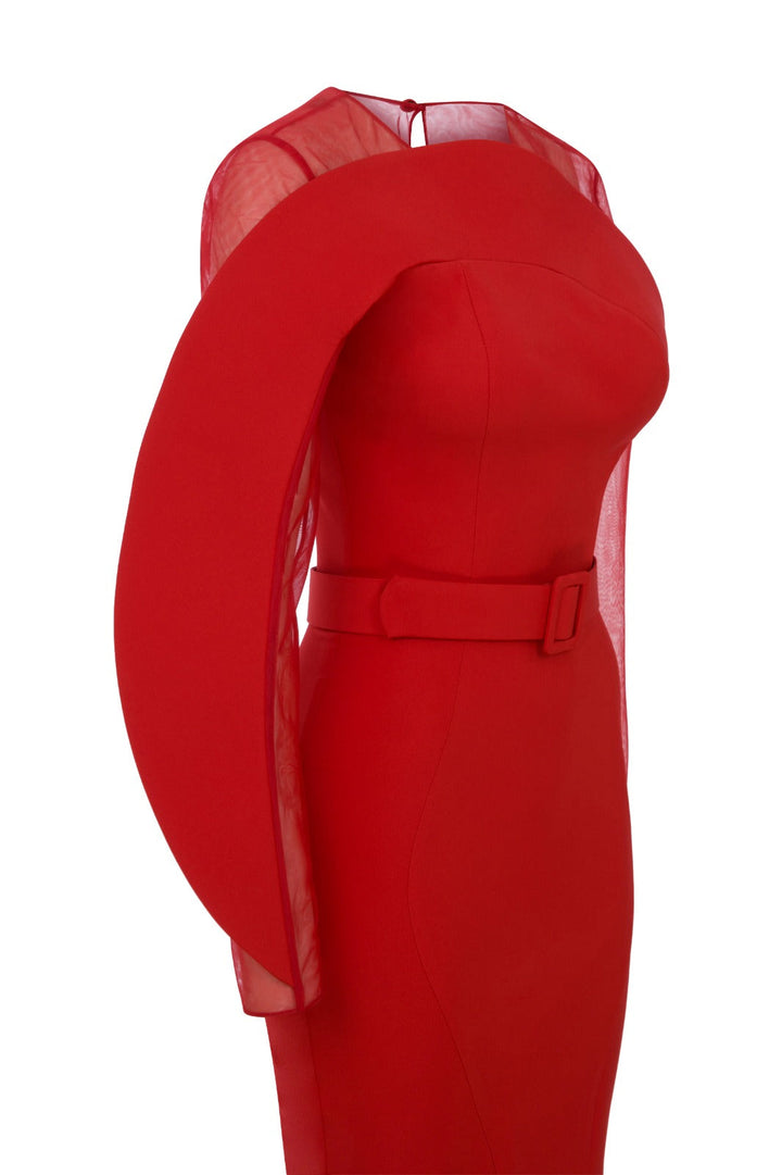 Crepe Long Dress Illusion Neckline And Mermaid