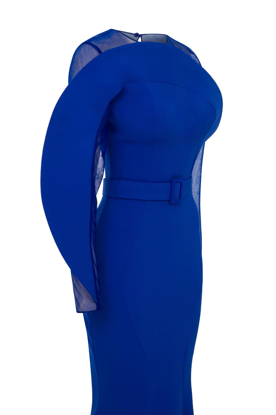 Crepe Long Dress Illusion Neckline And Mermaid