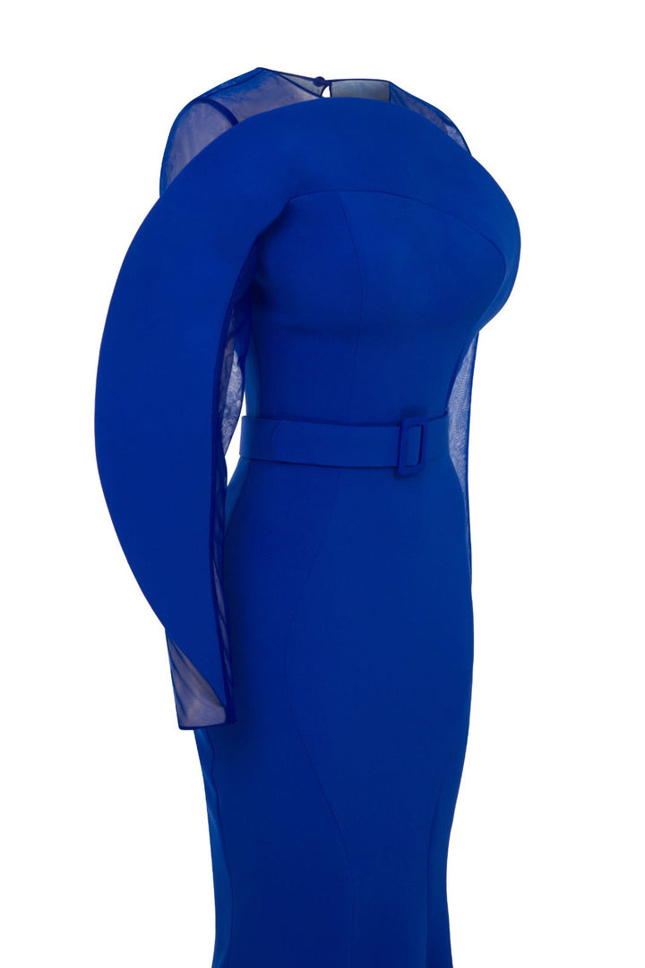 Crepe Long Dress Illusion Neckline And Mermaid