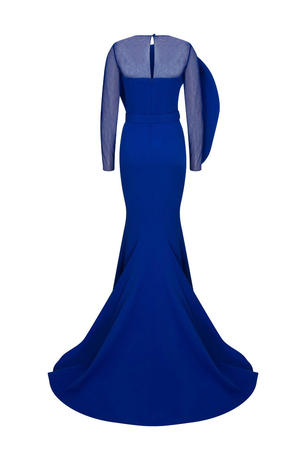 Crepe Long Dress Illusion Neckline And Mermaid