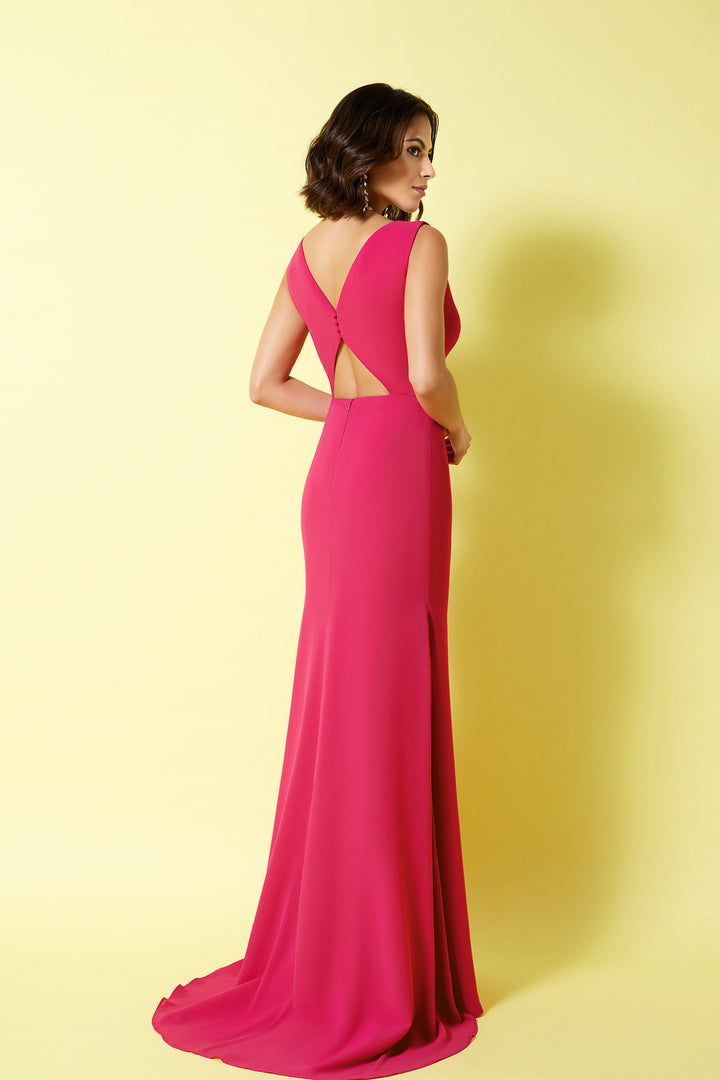 Matte Crepe Mermaid Dress with Knot Detail