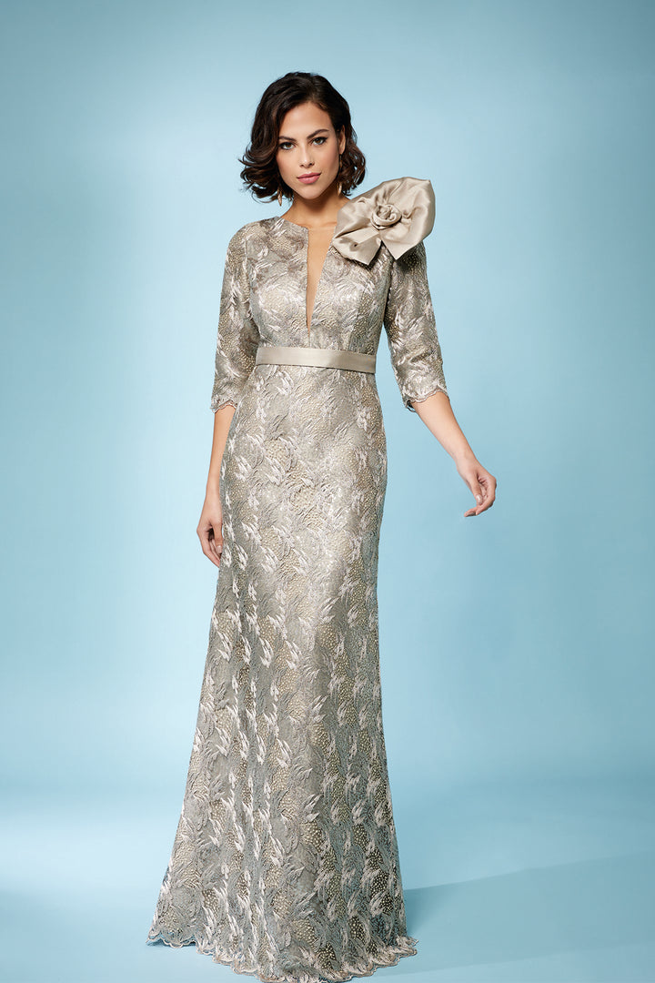 Tulle Mermaid Dress with V-Neck and Flower