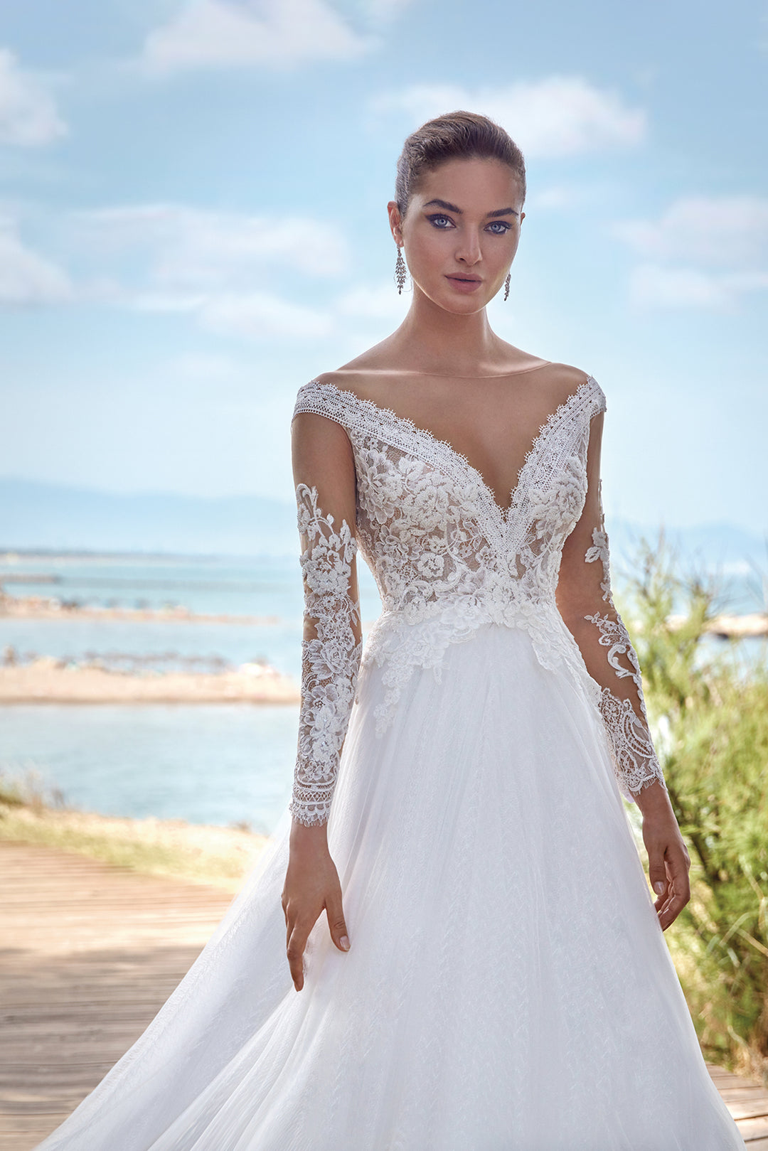 Tulle Off-The-Shoulder Embroidered Wedding Dress