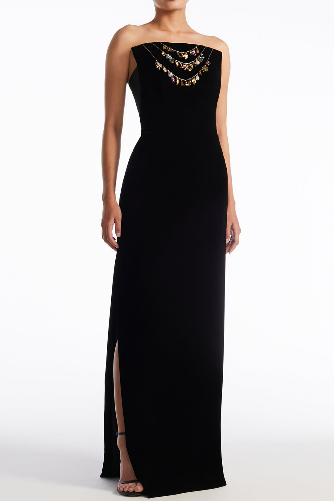 Jewel Embellished Strapless with Column Dress