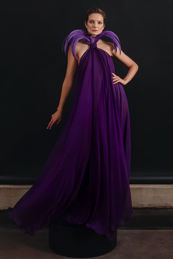 Halter Neck Silk Chiffon Loose Dress