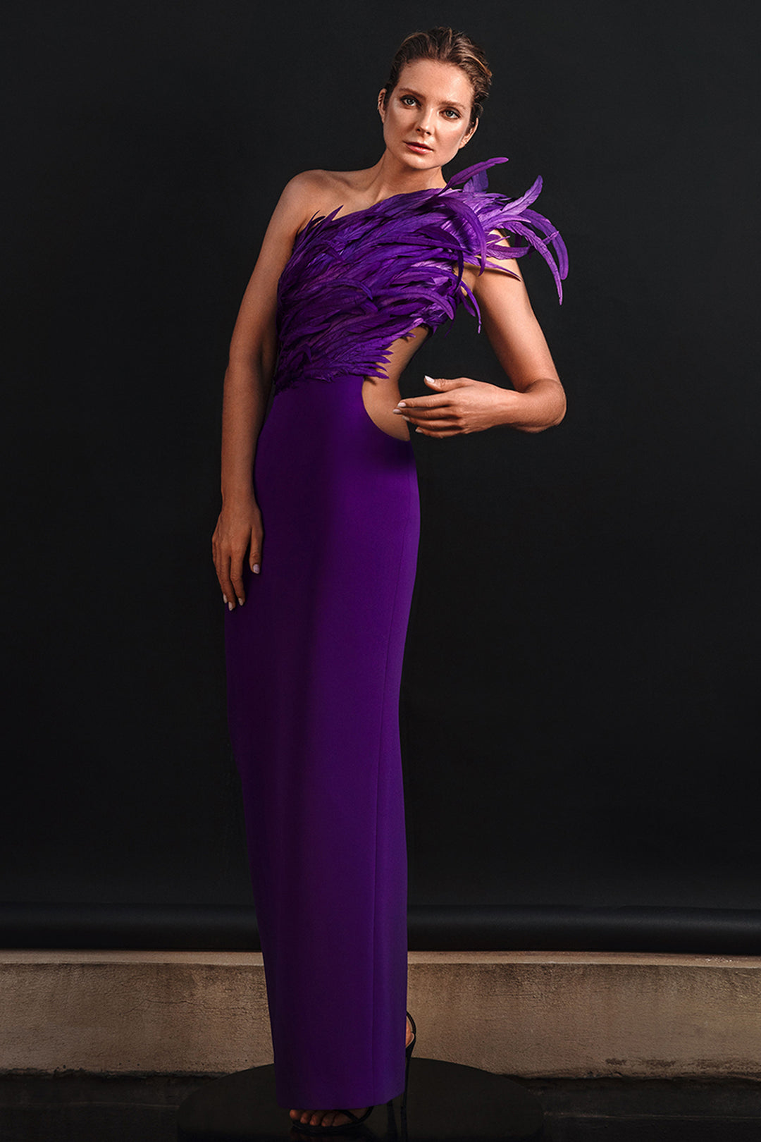 One-Shoulder Silk Crepe Dress